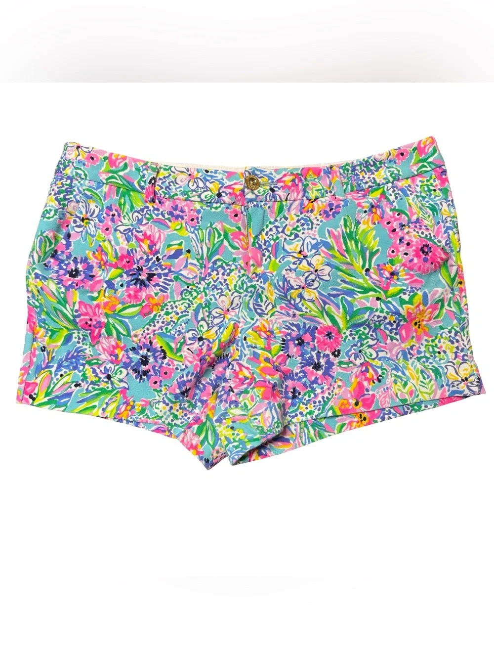 Lilly Pulitzer Callahan Knit Shorts Amalfi Blue Alligator Isle print women’s 16